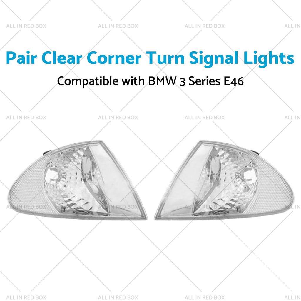 Pair Clear Corner Turn Signal Lights Suitable for BMW E46 98-01 3 Series