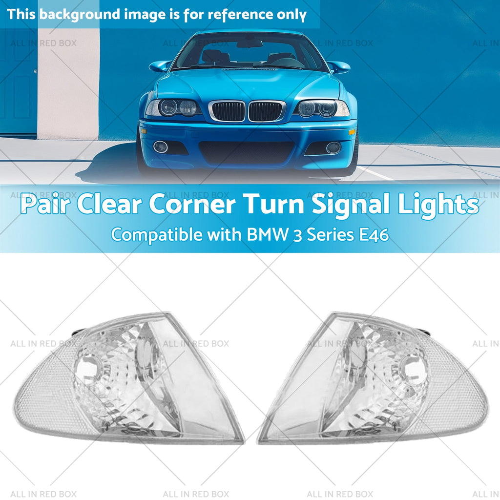 Pair Clear Corner Turn Signal Lights Suitable for BMW E46 98-01 3 Series