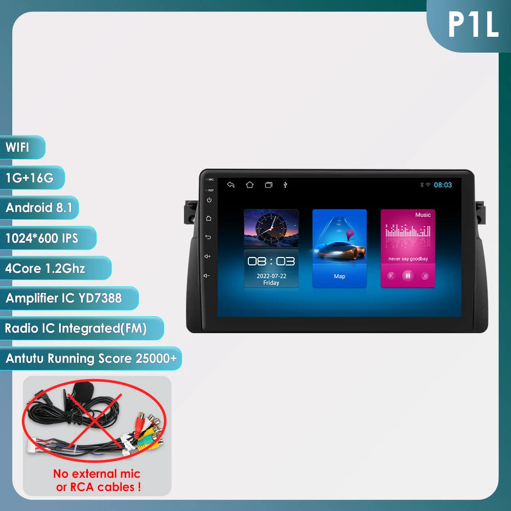 Hizpo Android Auto Car Multimedia Radio For BMW E46 M3 318/320/325/330/335 4G CarPlay GPS 2din Autoradio Navigation Wifi DSP RDS