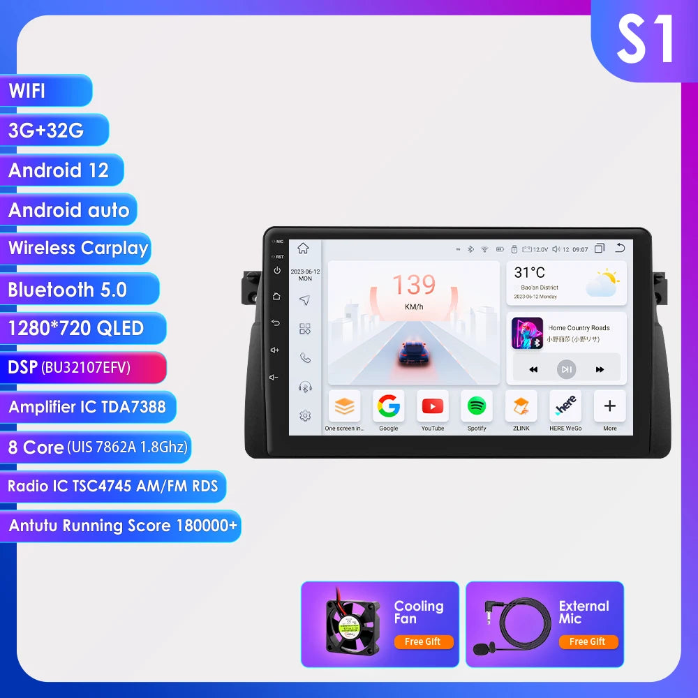 Hizpo Android Auto Car Multimedia Radio For BMW E46 M3 318/320/325/330/335 4G CarPlay GPS 2din Autoradio Navigation Wifi DSP RDS