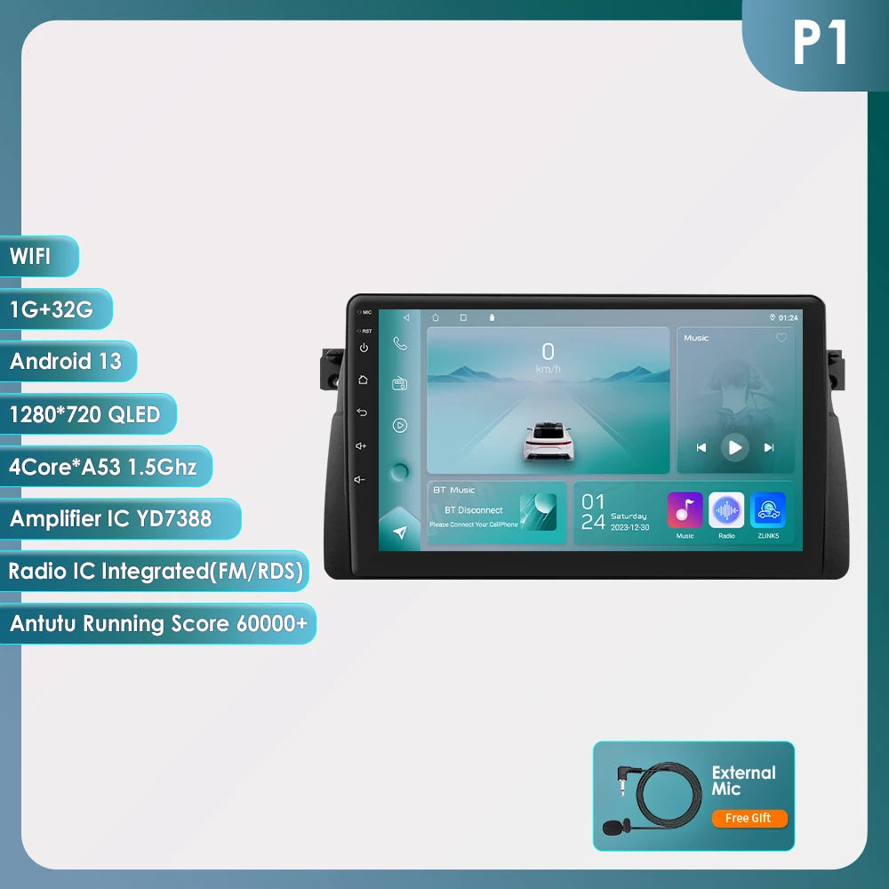 Hizpo Android Auto Car Multimedia Radio For BMW E46 M3 318/320/325/330/335 4G CarPlay GPS 2din Autoradio Navigation Wifi DSP RDS