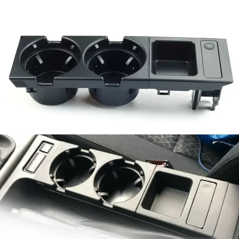 New Double Hole Car Styling Front Center Console Storage Box Coin + Cup Holder For BMW E46 Series 1999-2006 51168217953