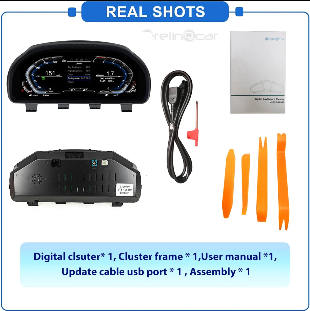 12.3'' Digital Dashboard For BMW F10 F11 F18 F06 F12 F13 F01 F02 F03 F25 F26 F15 F16 LCD Panel Speedometer Virtual Instrument