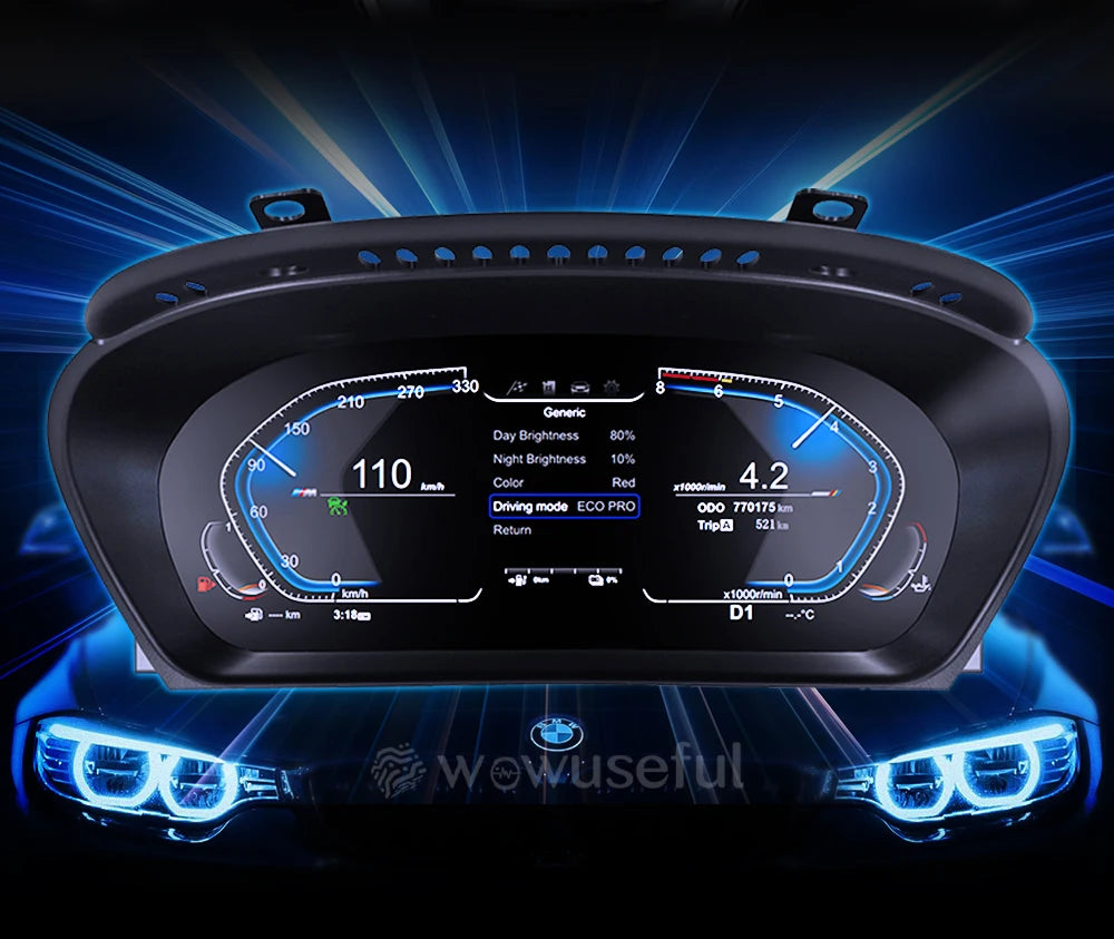 12.3'' Digital Dashboard For BMW F10 F11 F18 F06 F12 F13 F01 F02 F03 F25 F26 F15 F16 LCD Panel Speedometer Virtual Instrument