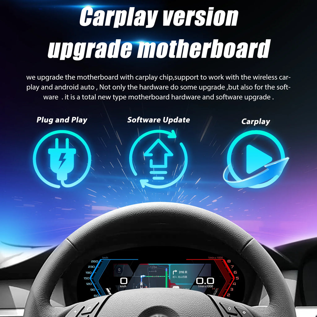 12.3'' Digital Dashboard For BMW F10 F11 F18 F06 F12 F13 F01 F02 F03 F25 F26 F15 F16 LCD Panel Speedometer Virtual Instrument