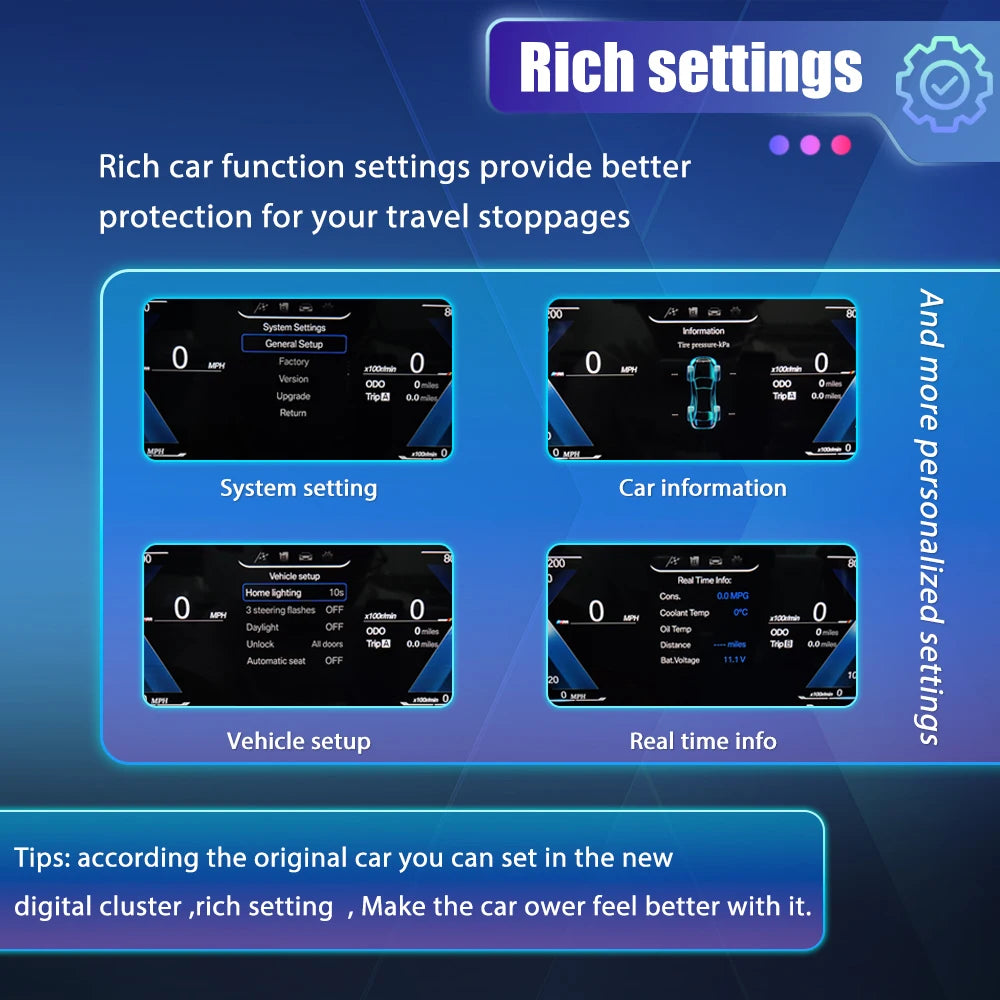 12.3'' Digital Dashboard For BMW F10 F11 F18 F06 F12 F13 F01 F02 F03 F25 F26 F15 F16 LCD Panel Speedometer Virtual Instrument