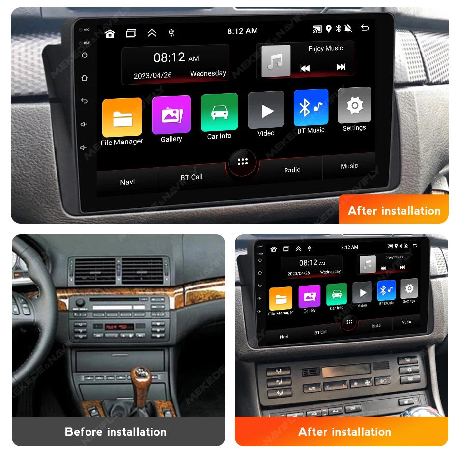 JIUYIN 9 inch Android Smart System For BMW E46 M3 318/320/325/330/335 Carplay Android Auto 2 Din autoradio HD Touch Screen