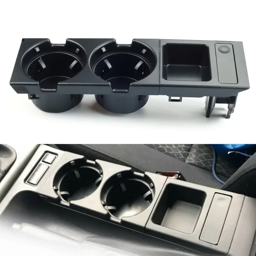 New Double Hole Car Styling Front Center Console Storage Box Coin + Cup Holder For BMW E46 Series 1999-2006 51168217953