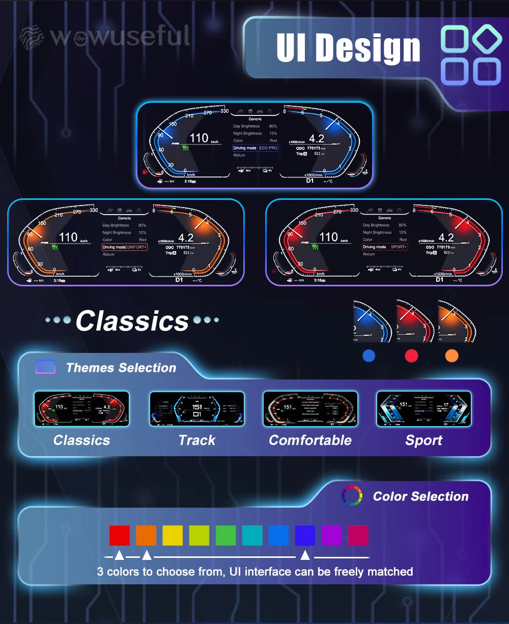 12.3'' Digital Dashboard For BMW F10 F11 F18 F06 F12 F13 F01 F02 F03 F25 F26 F15 F16 LCD Panel Speedometer Virtual Instrument
