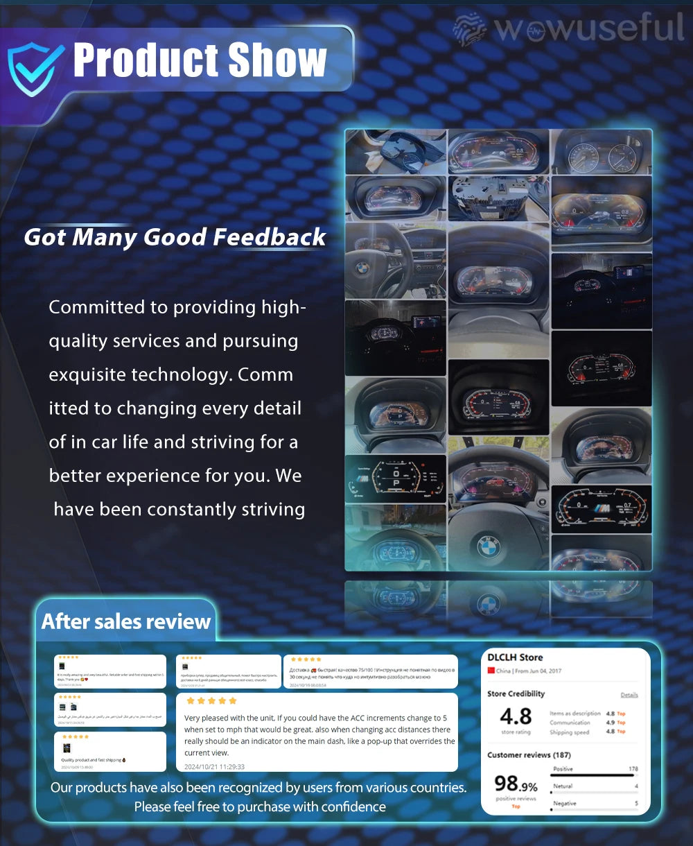 12.3'' Digital Dashboard For BMW F10 F11 F18 F06 F12 F13 F01 F02 F03 F25 F26 F15 F16 LCD Panel Speedometer Virtual Instrument